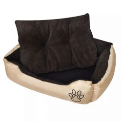 ZOOSHOP.ONLINE - Tiešsaistes Mājdzīvnieku Veikals - Кровать для собаки с мягкой подушкой, бежевая с коричневым