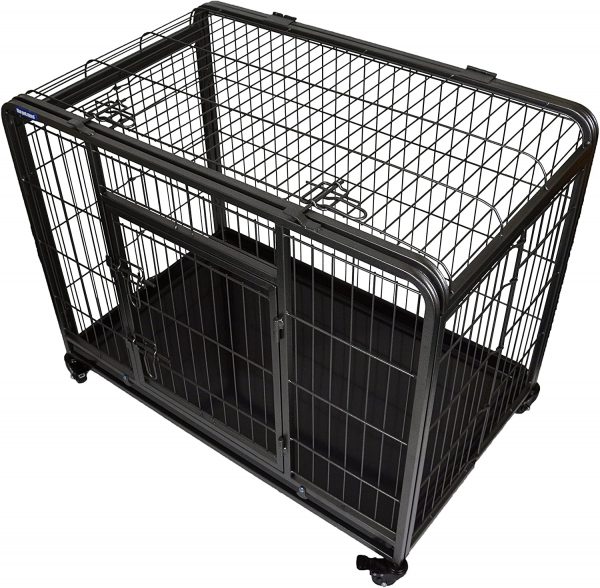 ZOOSHOP.ONLINE - Интернет-магазин зоотоваров - Металлическая клетка для собак, складная со съемными колесами 93 х 61 х 69 см