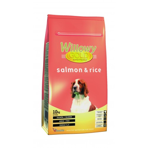 ZOOSHOP.ONLINE - Tiešsaistes Mājdzīvnieku Veikals - Сухой корм для всех собак с лососем и рисом Willowy Gold Salmon & Rice Dog Adult 10 кг