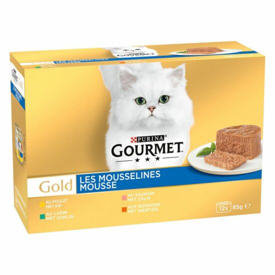 Gourmet Gold konservi kaķiem pastēte, Mix (Trusis, Vistas, lasis, nieres)  85 g